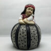 Handmade ceramic girl with pigeon