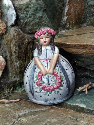 Handmade ceramic girl with flower wreath