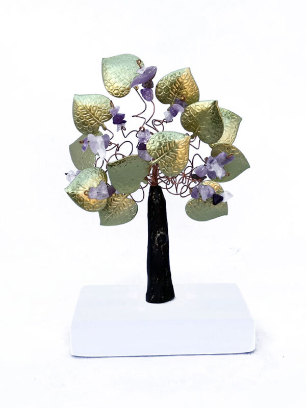 Water lily tree with amethyst semi-precious stones