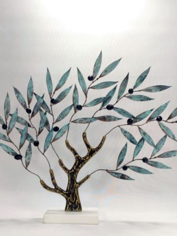 Handmade olive tree wind with oxidized brass