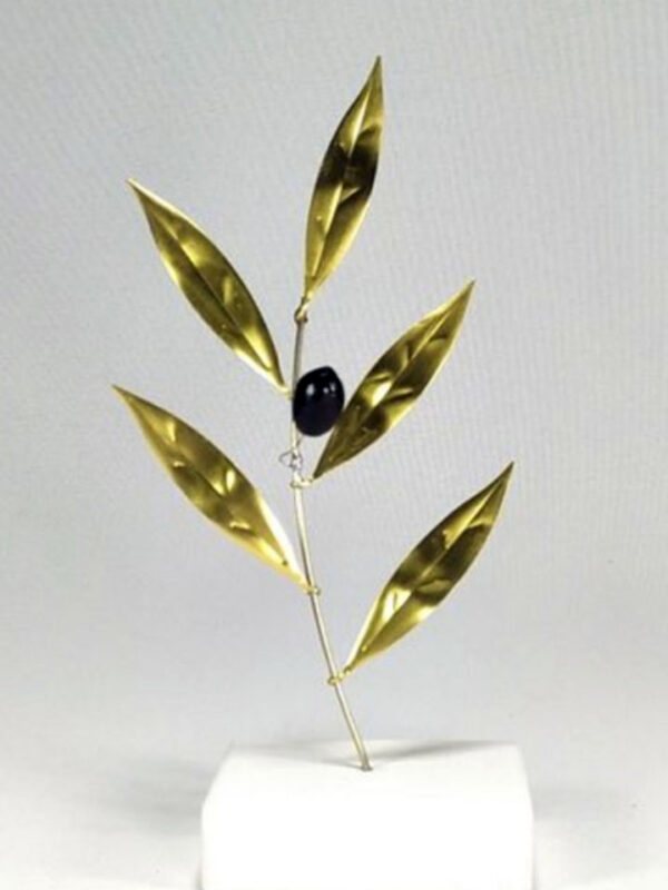 painted branch with ceramic olive & brass