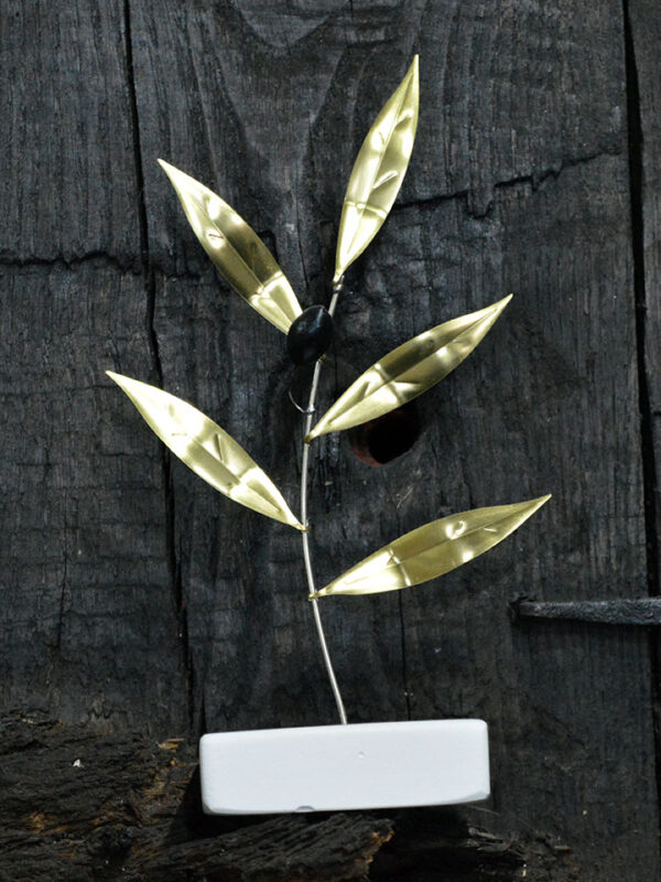 painted branch with ceramic olive & brass