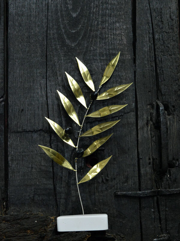 Handmade olive branch with brass