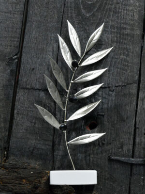 Χειροποίητο κλαδί ελιάς με αζαρντό-λευκός ορείχαλκος