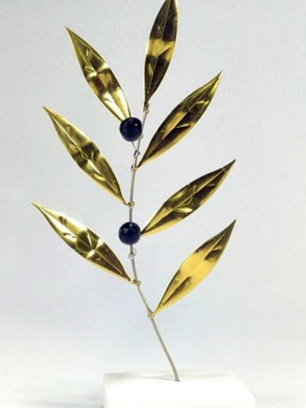 Handmade branch with ceramic olive & brass