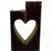 Handmade wooden candlestick in the shape of a heart