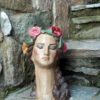 Handmade ceramic bust with flowers