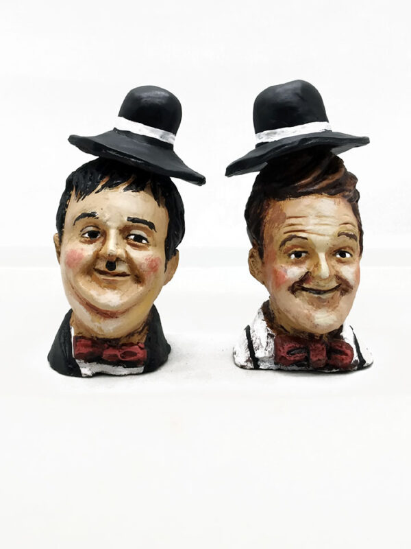 Handmade ceramic bust Laurel and Hardy