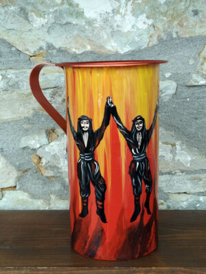 Handmade jug painted by hand