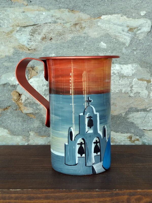 Handmade jug painted by hand