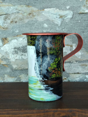 Handmade jug painted by hand