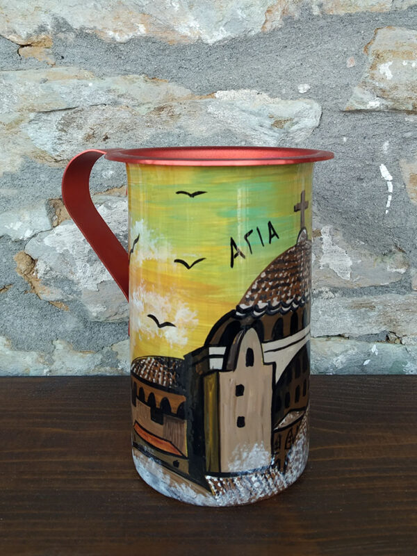 Handmade jug painted by hand