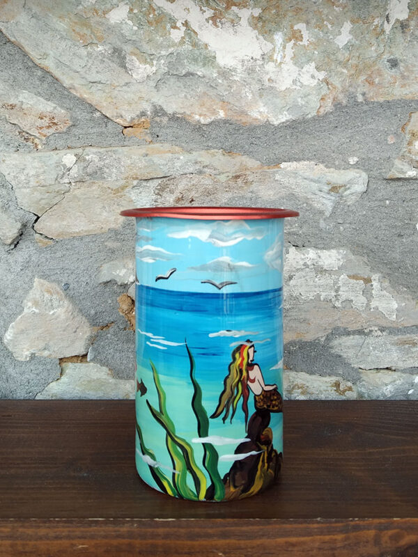 Handmade jug painted by hand