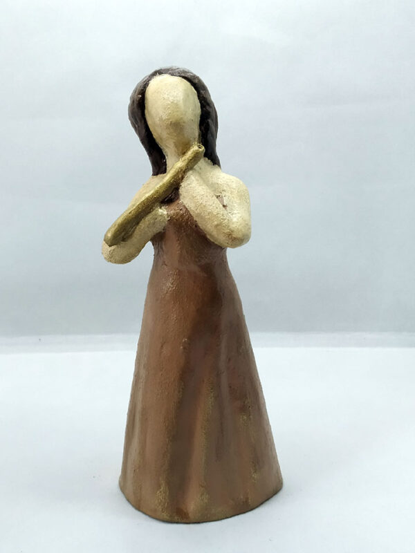 Handmade ceramic decorative dancer with flute