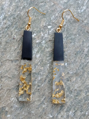 Χειροποίητα σκουλαρίκια ξύλο με ρητίνη