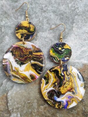 Χειροποίητα σκουλαρίκια από ξύλο και ρυτίνη