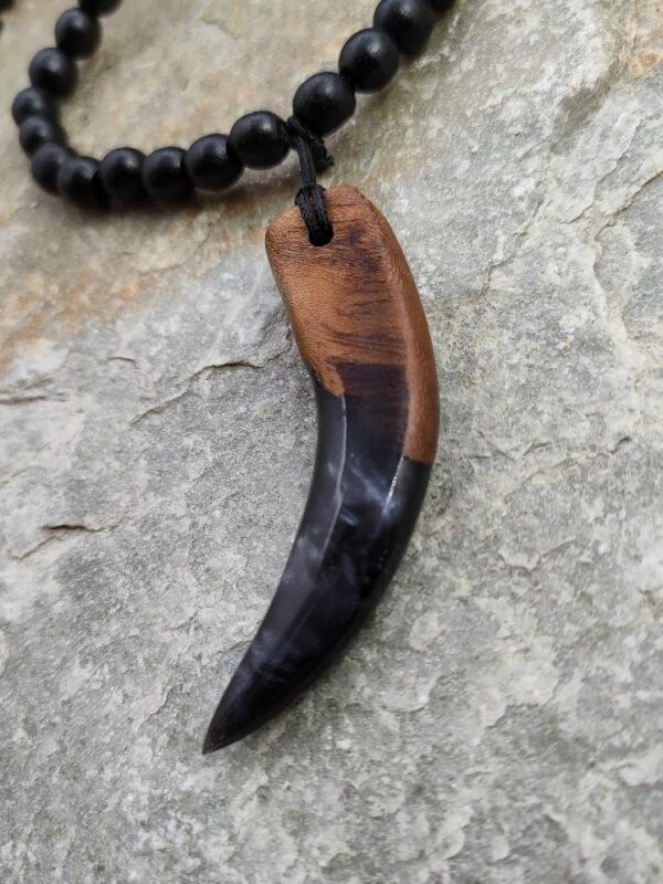 Handmade men's necklace with black resin.