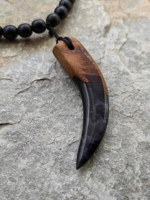 Handmade men's necklace with black resin.