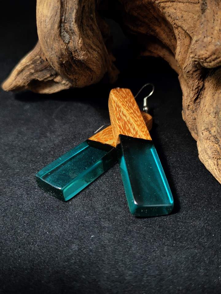 Wood sales resin earrings