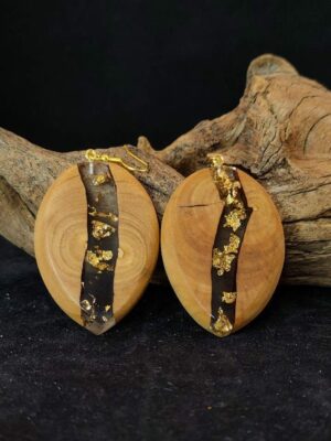 Σκουλαρίκια από ξύλο και υγρό γυαλί