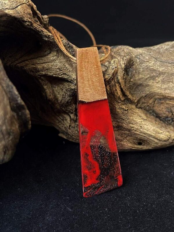 Handmade resin necklace made of wood and resin