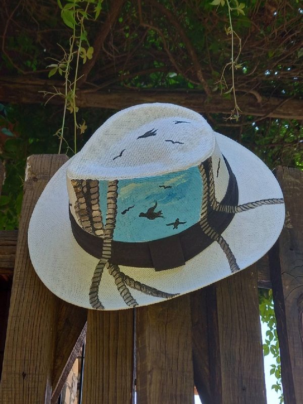 Handmade hand painted straw hat