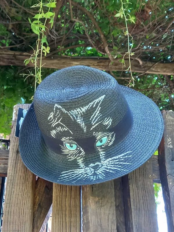 Handmade hand painted straw hat