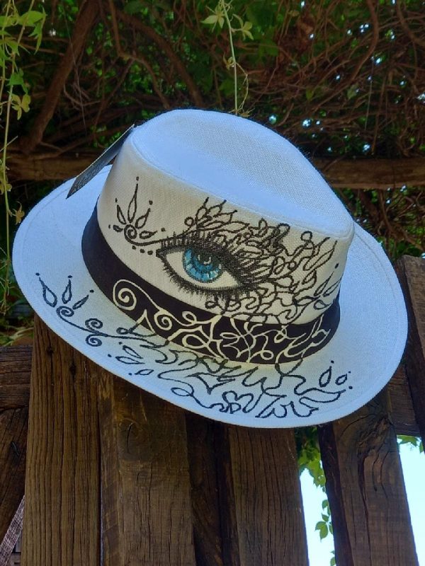 Handmade hand painted straw hat