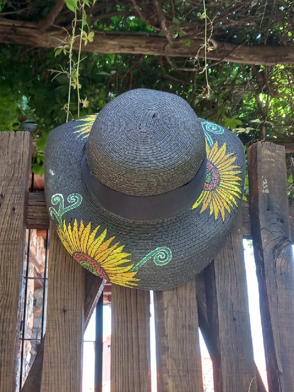 Handmade hand painted straw hat